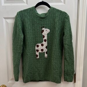 Green Knitted Giraffe Sweater (size S)